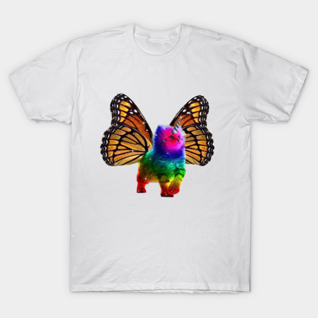  BUTTERFLY  RAINBOW  UNICORN  CAT  Kitty  T Shirt TeePublic